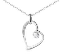 MATERIA by Matthias Wagner Ciondolo a forma di cuore in argento 925 rodiato a scelta con catena KA-155, Argento sterling Zirconia cubica