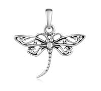 MATERIA by Matthias Wagner Ciondolo a forma di libellula in argento Sterling 925 ossidato per donna collana KA-17, Argento sterling