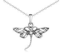 MATERIA by Matthias Wagner Ciondolo a forma di libellula in argento Sterling 925 ossidato per donna collana KA-17, Argento sterling