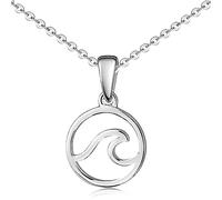 MATERIA by Matthias Wagner Ciondolo a forma di onda, piccolo per collana in argento sterling 925, con collana KA-48, Argento