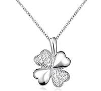 MATERIA by Matthias Wagner Ciondolo a forma di quadrifoglio, in argento 925, con zirconi, placcato oro rodiato, Argento sterling Zirconia cubica