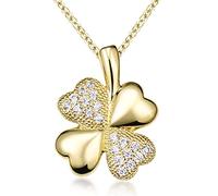 MATERIA by Matthias Wagner Ciondolo a forma di quadrifoglio, in argento 925, con zirconi, placcato oro rodiato, Argento sterling Zirconia cubica