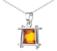 MATERIA by Matthias Wagner Ciondolo quadrato ambra argento 925 per donna con catena KA-50, Ambra