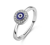 MATERIA by Matthias Wagner Evil Eye Anello da donna in argento 925, con zirconi aperti SR-21, zirconi Smaltato