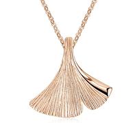 MATERIA by Matthias Wagner Ginkgo - Ciondolo a forma di foglia di oro rosa, in argento Sterling 925, placcato oro, Argento sterling