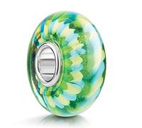 MATERIA by Matthias Wagner Murano 1278 - Ciondolo in vetro verde, blu, giallo - Charm argento 925 da donna, Vetro