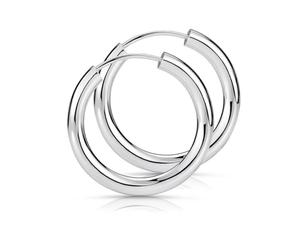 MATERIA by Matthias Wagner Orecchini a cerchio in argento 925 per uomo e donna, larghezza 2,5 mm, 8 misure, 15mm, Argento