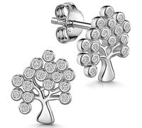 MATERIA by Matthias Wagner Orecchini a forma di albero della vita, in argento 925, con zirconi, Argento Zirconia cubica