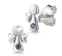 MATERIA by Matthias Wagner Orecchini con angelo custode in argento 925 per bambini, con zirconi SO-205, Argento sterling Zirconia cubica, Zirconia cubica