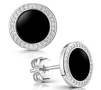 MATERIA by Matthias Wagner - Orecchini da donna in argento 925, con pietre preziose, con zirconi, Argento, Onice
