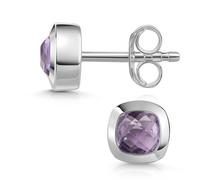 MATERIA by Matthias Wagner Piccoli orecchini in argento 925 con pietra preziosa per donna, Argento, Ametista