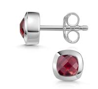 MATERIA by Matthias Wagner Piccoli orecchini in argento 925 con pietra preziosa per donna, Argento, Granato