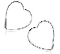 MATERIA by Matthias Wagner SO-481 - Orecchini a cerchio a forma di cuore, in argento 925, grandi, Argento