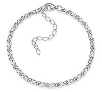 Materia, catena con maglia a barbazzale a S, in argento 925, diamantato, 3 mm, bracciale da uomo e da donna, regolabile a 18-23 cm, con scatola, #SA-26