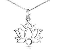 MATERIA - Collana con ciondolo a forma di fiore di loto in argento 925, per donne o ragazze, con confezione regalo, Argento sterling,