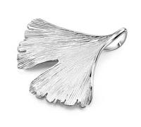Materia Gingko - Ciondolo da donna, in argento 925, oro rosa, a scelta, con catena, 35 x 34 mm, Rodiato