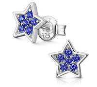 Materia, orecchini a forma di stella in argento 925 con zirconi rodiati, 8 mm, per donne o ragazze, con custodia per gioielli e Argento, colore: Blu, cod. SO-443-MA