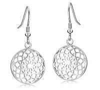 Materia, orecchini da donna a forma di fiore, rotondi, in argento 925, con mandala rodiato, oro rosa o oro, 35 Millimeter, Metallo