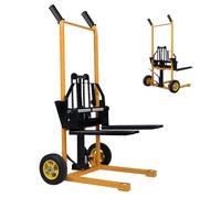 Materiale carrello, carrello per pallet, tavolo sollevatore, carrello elevatore manuale, sollevatore a forcella con gambe fisse e forchette regolabili, capacità 200 kg, altezza di sollevamento 5,8