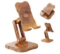 Materiale del supporto da scrivania: ABS + piastra in acciaio al carbonio + cuscinetto in silicone antiscivolo, colore grana del legno | rotazione a 360° | supporto per telefono cellulare - altezza