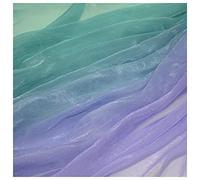 Materiale del tessuto Voile, Tessuto voile in crepe di seta Kam, tessuto in chiffon stampato sfumato, larghezza 140 cm, venduto al metro(Purple Cyan Gradient)