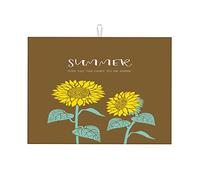 Materiale della cornice dell'immagine estiva di un girasole Tappetino scolapiatti in microfibra Illustrazione artistica Tappetino scolapiatti piccolo Lavabile in lavatrice Grande 18 x 24 pollici