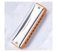 Materiale di copertura in acciaio inossidabile per armonica arpa blues chiave C diatonica professionale a 10 fori(Gold)