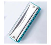 Materiale di copertura in acciaio inossidabile per armonica arpa blues chiave C diatonica professionale a 10 fori Armonica Per Principianti (Color : Blue)