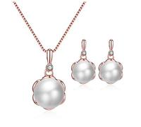 Materiale per Orecchini Semplice set collana di gioielli di perle gioielli eleganti orecchini da sposa di orecchini Gioielli per Clitoride (gold, One Size)