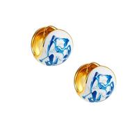 Materiali riciclabili Clip per orecchio Blu Floreale Rame goffrato Gioielli per orecchio Degradazione più veloce Accessorio formale Pendente Accessori sofisticati in ceramica, One Size, come descritto