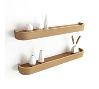 MATERIUM® "ARC" Mensola da parete in legno - Set da 2 - Mensola galleggiante con impiallacciatura in vero legno - Minimalista e funzionale - 58 cm Floating Shelves, ripiano per soggiorno, corridoio
