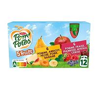 Materne Pom'potes 5 frutti senza zuccheri aggiunti, 12 x 90 g