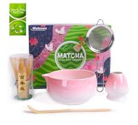 Matesen Matcha Kit Polvere di gradiente, Set Matcha da 5 Pezzi, Kit Matcha Completo, Accessori per la Cerimonia del Tè Giapponese, Supporto per Frusta Matcha, Confezione Regalo Matcha per Natale