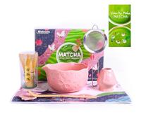 Matesen Matcha Kit Rosa, Set Matcha da 7 Pezzi, Kit Matcha Completo, Accessori per la Cerimonia del Tè Giapponese, Supporto per Frusta Matcha, Confezione Regalo Matcha per Natale