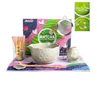 Matesen Matcha Kit Verde Chiaro, Set Matcha da 7 Pezzi, Kit Matcha Completo, Accessori per la Cerimonia del Tè Giapponese, Supporto per Frusta Matcha, Confezione Regalo Matcha per Natale