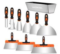 MATEWORK Set di 10 spatole per stucco, raschietto in acciaio inox, 35,6 cm, per riparare cartongesso, rimuovere carta da parati, applicare stucco, gesso, cemento, adesivo