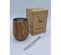 MateyCo Mate argentino con bombilla 355 ml de acero inoxidable, mate kit argentino uruguayo, set mate