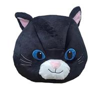 MatGui Maschera di testa di gatto nero in peluche per Halloween, maschera da gatto mascotte nero