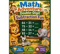 Math Adventure: Double-Digit Subtraction Fun: Exciting Horizontal Subtraction Worksheets with Cute Safari Friends