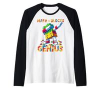 Math Blocks Genius Funny Blocks Bricks Lovers Master Builder Maglia con Maniche Raglan