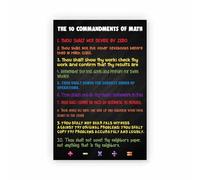 Math Classroom Decor The 10 Commandments of Math Poster for Elementary Middle High School Teacher Gift Bulletin Board(Unframed,08x12inch(20x30cm))