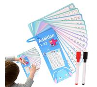 Math Flash Cards - Gioco di divisione di moltiplicazione della sottrazione aggiunta, cancellabile a secco, schede flash educative su entrambi i lati, perforate per apprendimento interattivo in aula