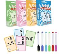 Math Flash Cards, Moltiplicazione Divisione Fatti Set, Rewritable Study Card, Colorful Learning Tool with Answers, Educational Game for Kids Boys Girls Ages 4 to 8, 2.99x4.61 inch