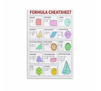 Math Formula Poster Mathematics Reference Guide Educational Wall Art for Students Study Room Classroom Bedroom Living Room Decor(Framed,12X18inch(30X45cm))