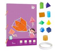 Math Geometry Book, 3D Geometry Learning Toy with 9/12/15 Solids, Twisted Rope Training Game for Beginners Teens Girls Homeschool Kindergarten Classroom Travel Education Use
