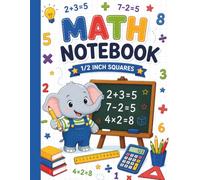 Math Notebook 1/2 Inch Squares: Graph Paper for Kids and Students | Half Inch Grid Paper for Math and Science | Large Size 8.5x11 inch, 110 Pages with Cute Elephant Cover