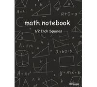 Math Notebook: 1/2 inch squares graph paper notebook 8.5 x 11" for Math & Science students 120 grid pages with black high quality paperback cover
