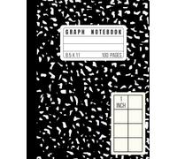 Math Notebook: 1 Inch Squares Graph Paper Journal for School Kids | 8.5 x 11, 100 Pages, Black Marble