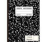 Math Notebook 1 Inch Squares: Large Grid Paper | 8.5x11 | 100 Pages | Black Marble Graph Journal