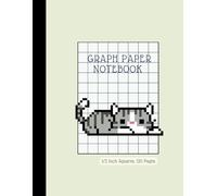 Math Notebook for Kids, 1/2 Inch Squares Graph Paper (2 Squares per Inch), Large Grid, Quad Ruled: for School, Drawings, Pixel Art, 8.5x11 in, 120 pages, Funny Cat Cover, Cream